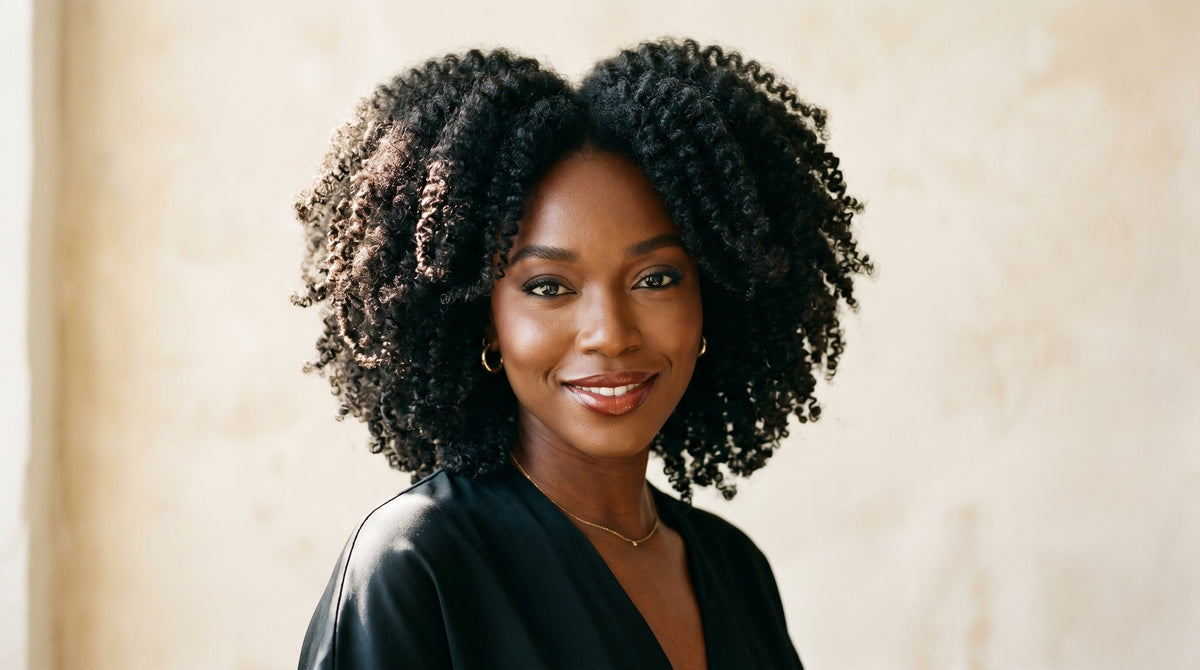 Woman with full 4C kinky coil hair