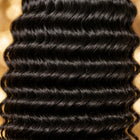 Close-up of Adéorí Deep Wave virgin hair curl pattern and strand quality
